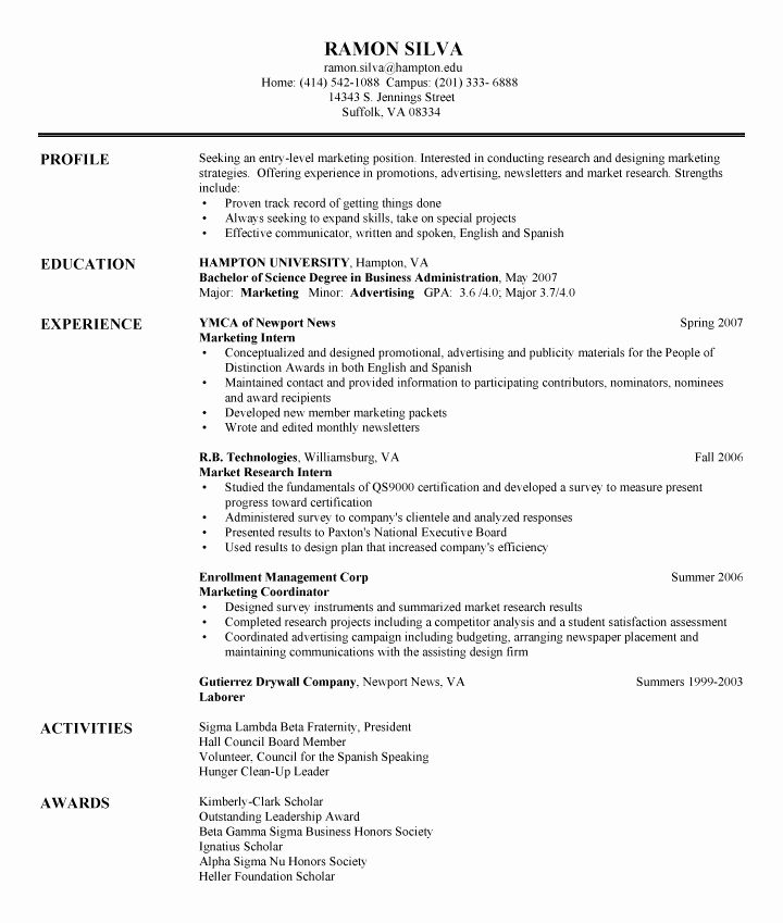 Entry Level It Resume Objective