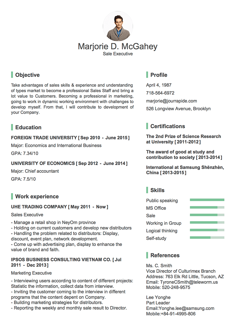 Examples Of About Me On Resume