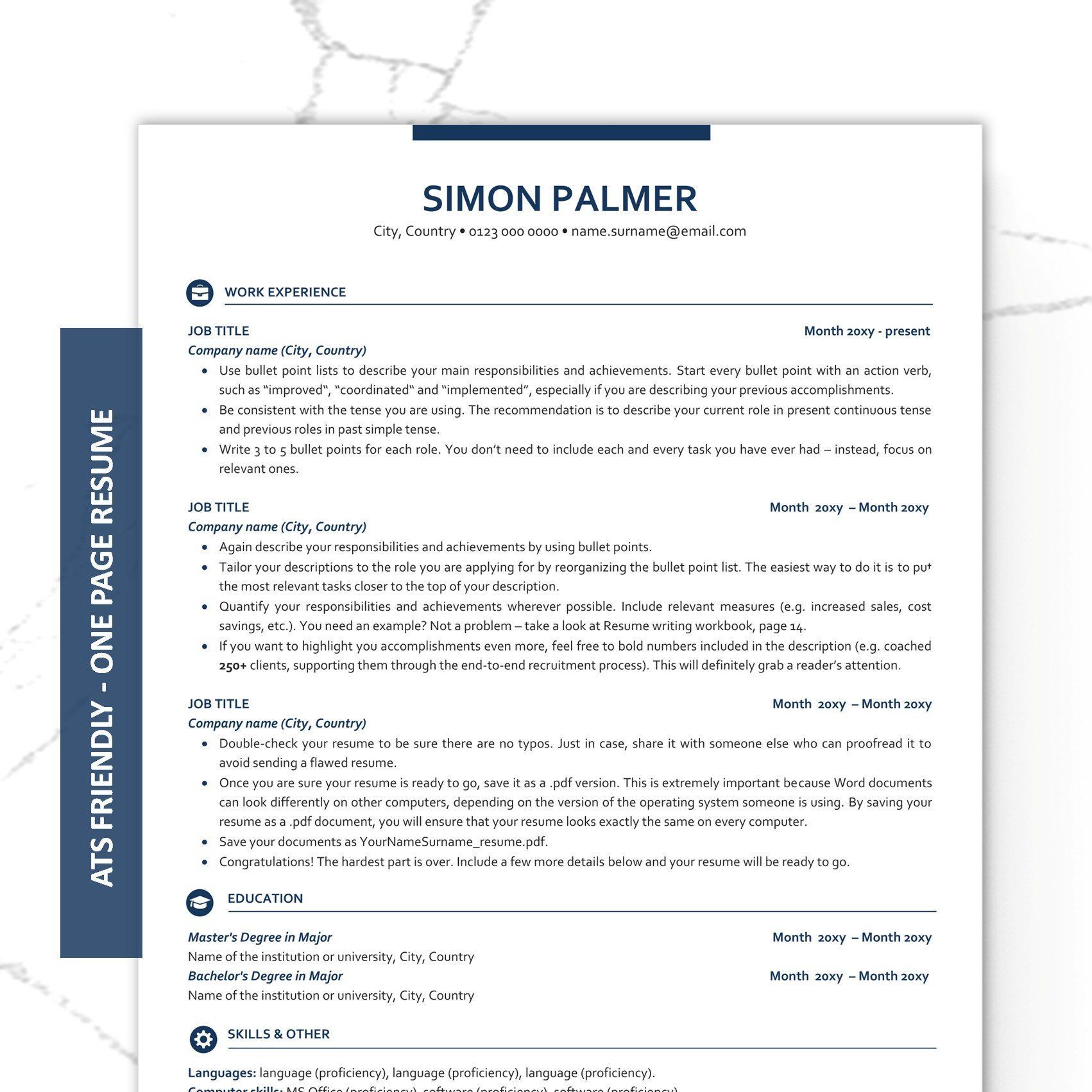 Executive Resume Template ATS friendly Resume with Icons
