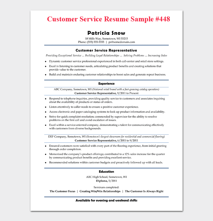 FREE 16+ Customer Service Resume Templates &  Examples (Word, PDF)