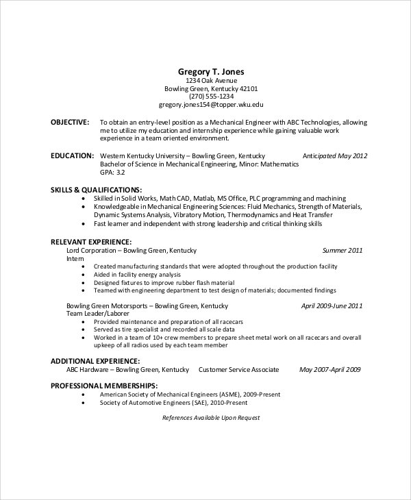 FREE 6+ Objectives in Resume Templates in MS Word