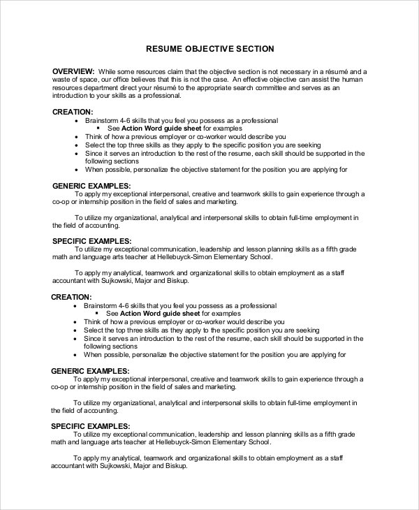 FREE 7+ Sample Resume Objective Examples in PDF
