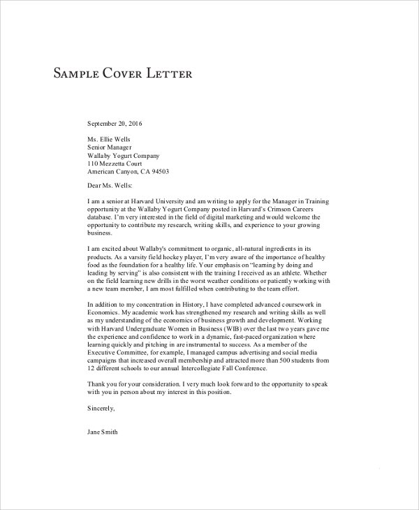 FREE 8+ Sample Cover Letter For Resume Templates in PDF ...