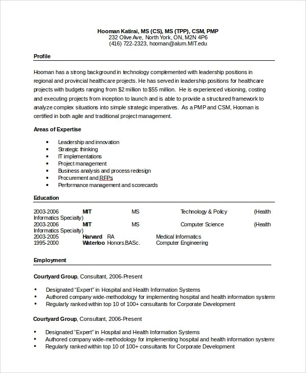 FREE 8+ Sample MS Word Resume Templates in PDF