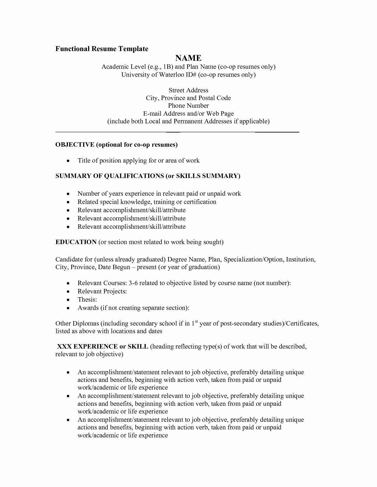 Free Functional Resume Templates Unique Resume Template ...