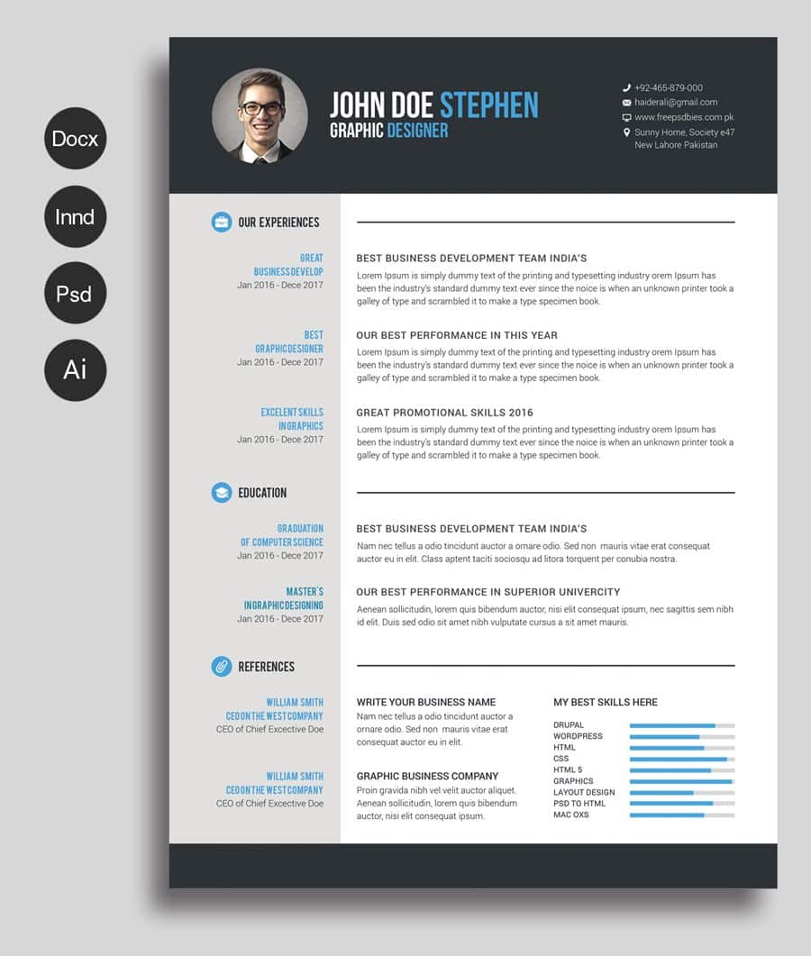 Free Ms.Word Resume and CV Template â Free Design Resources