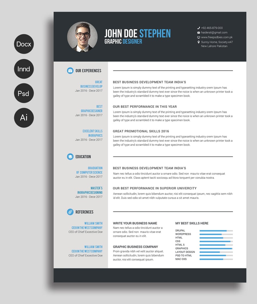 Free Ms.Word Resume and CV Template  Free Design Resources