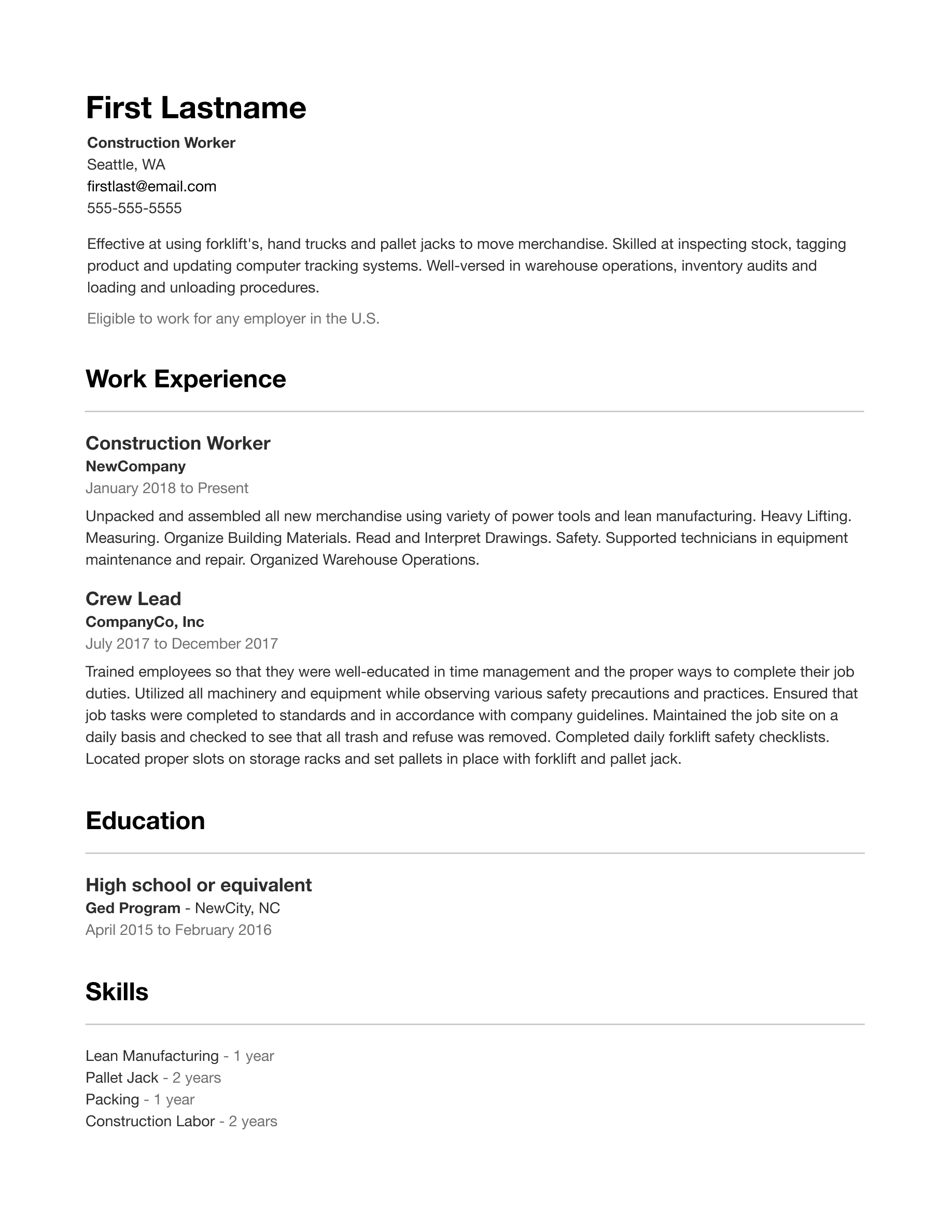 Free Professional Resume Templates