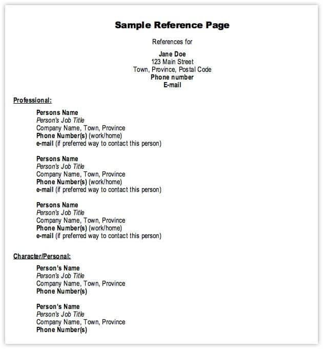 Free Resume References Template