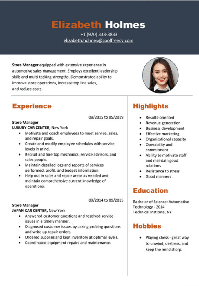 Free Resume Template example. Download MS Word Resume ...