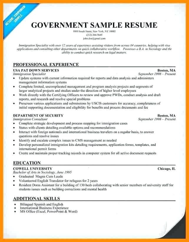 Free Resume Templates Government