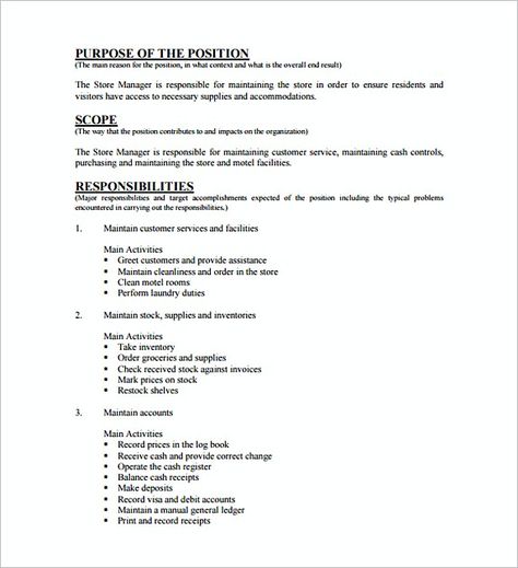 Free Store General Manager Job Description Template , Assistant Store ...