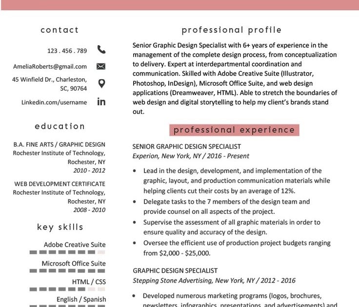 Freelance Graphic Design Resume Skills