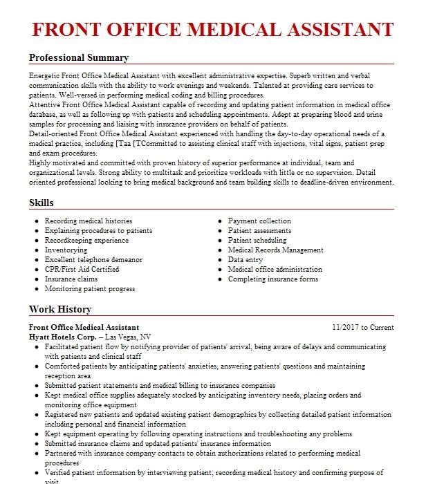 Front Office Medical Assistant Resume Example Company Name