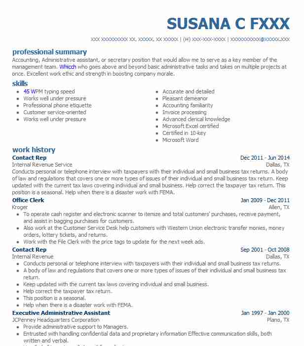 Fulfillment Contact Resume Example Crain Communications, Inc