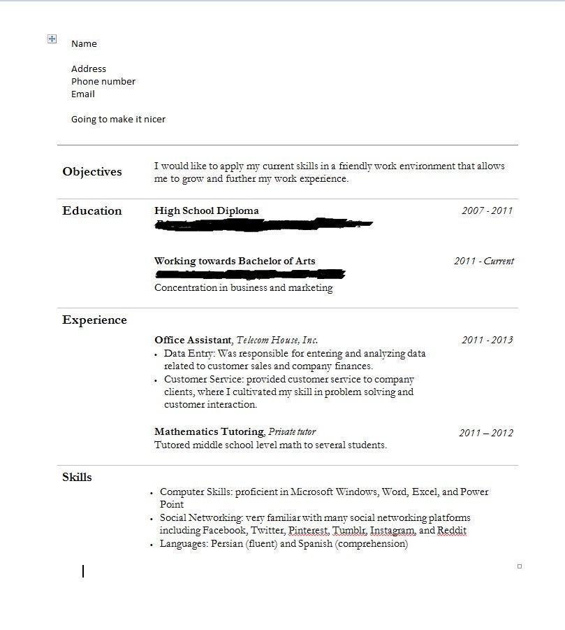 General Resume, Trying to get a data entry job. Any tips ...
