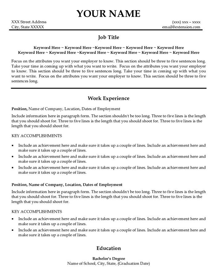 Good Printable Resume Examples Resume is also needed to help the ...
