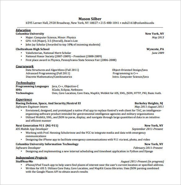 Good resume template on iphone