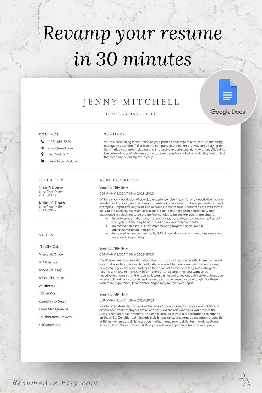 Google docs resume template with cover letter cv design for