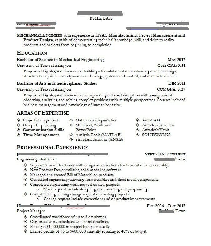Hello! Need Help with Mechanical Engineering Resume. : resumes