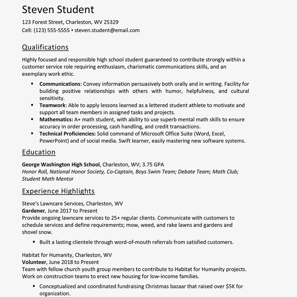 High School Resume Examples and Writing Tips