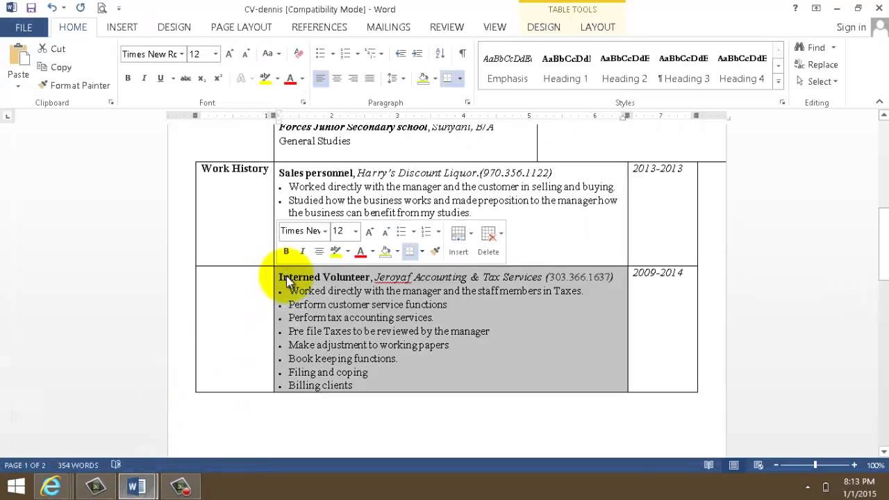 How to create Professional Resume using Microsoft Word ...