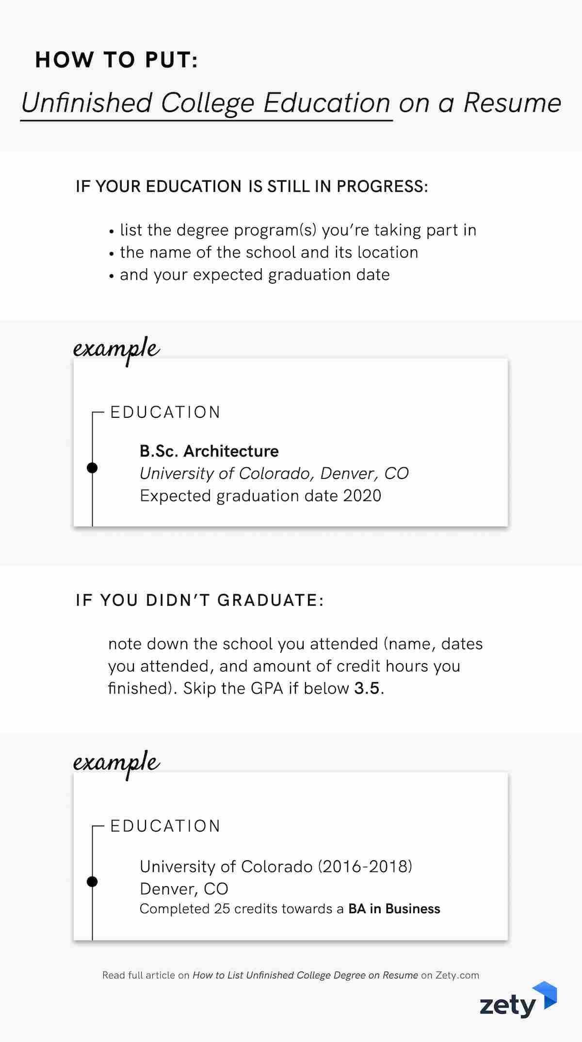 How to List Unfinished College Degree on Resume [Examples]
