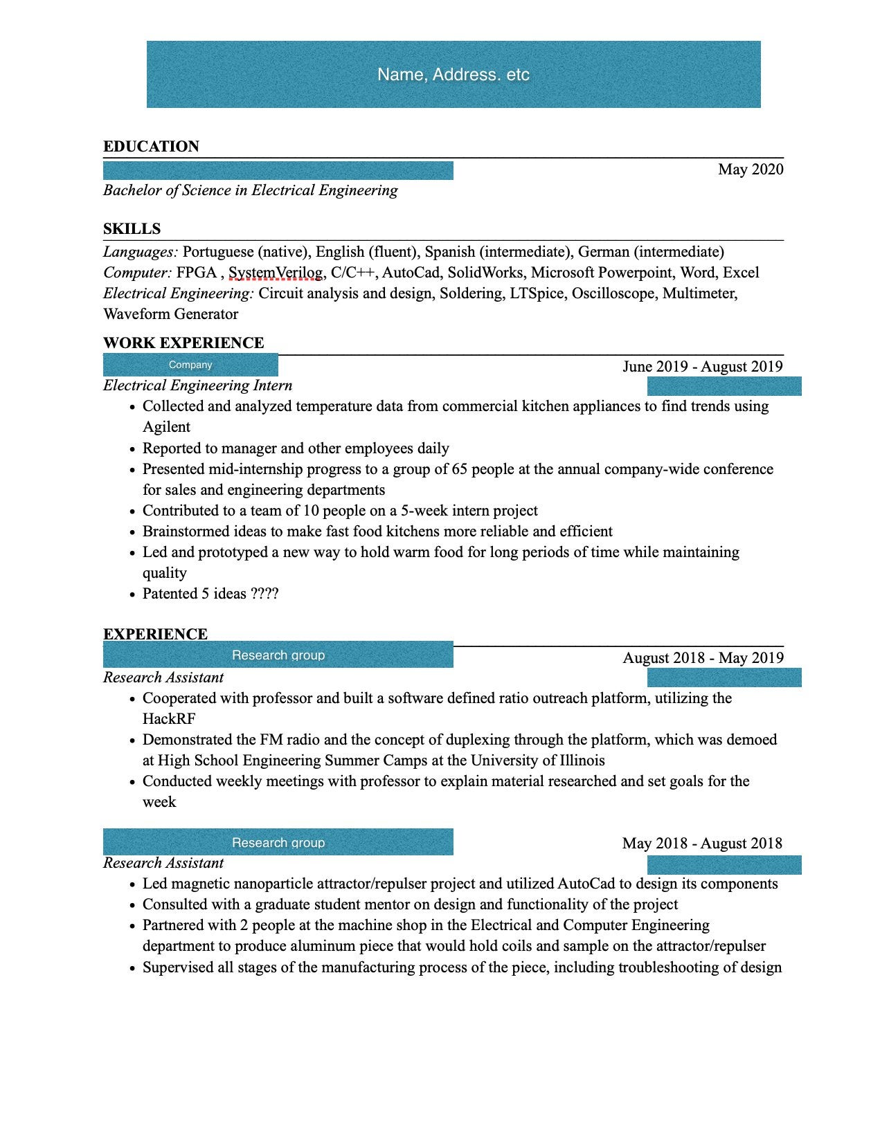 How to mention patent on resume : Resume