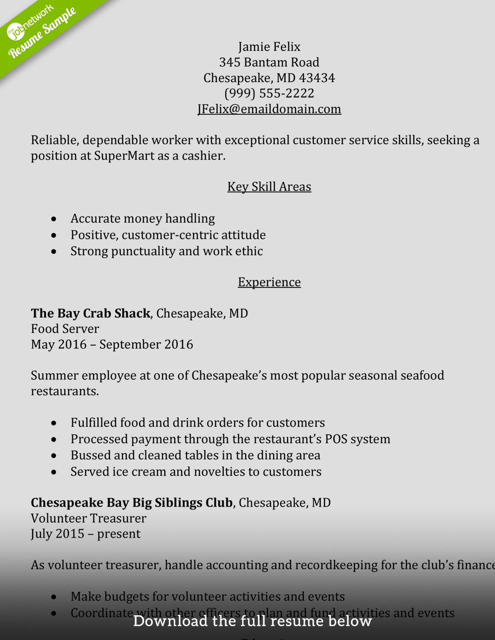 How to Write a Perfect Cashier Resume (Examples Included)