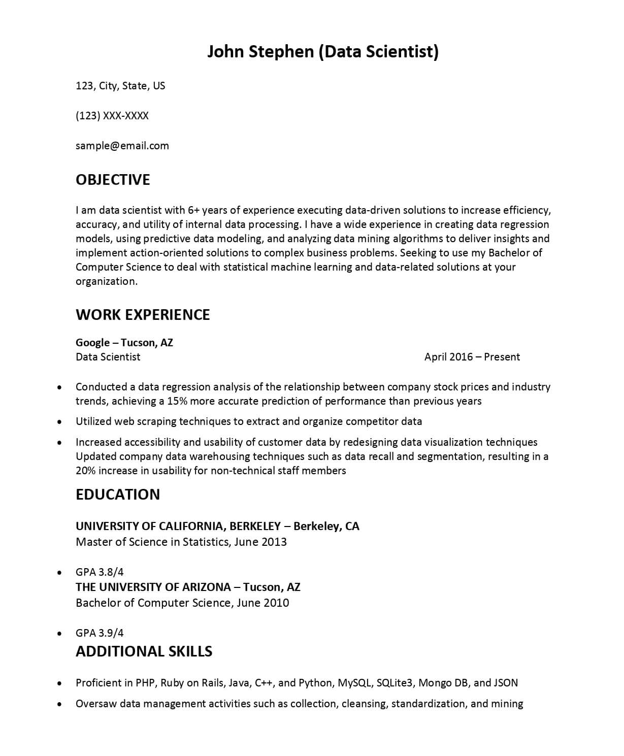 How to Write an Effective Data Scientist Resume