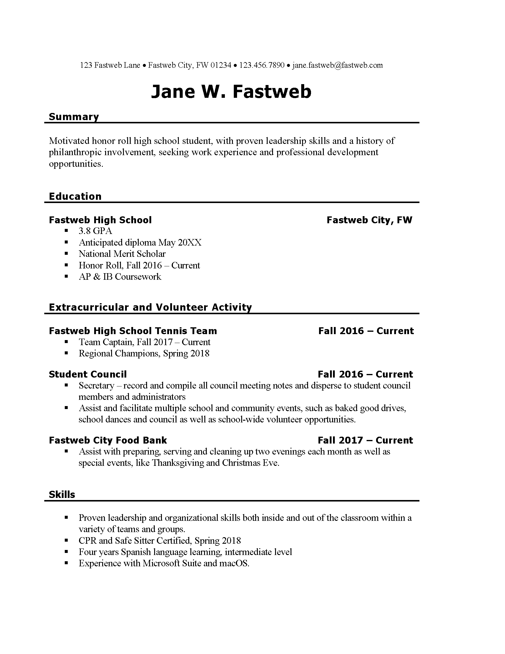 How To Write Your First Resume Example