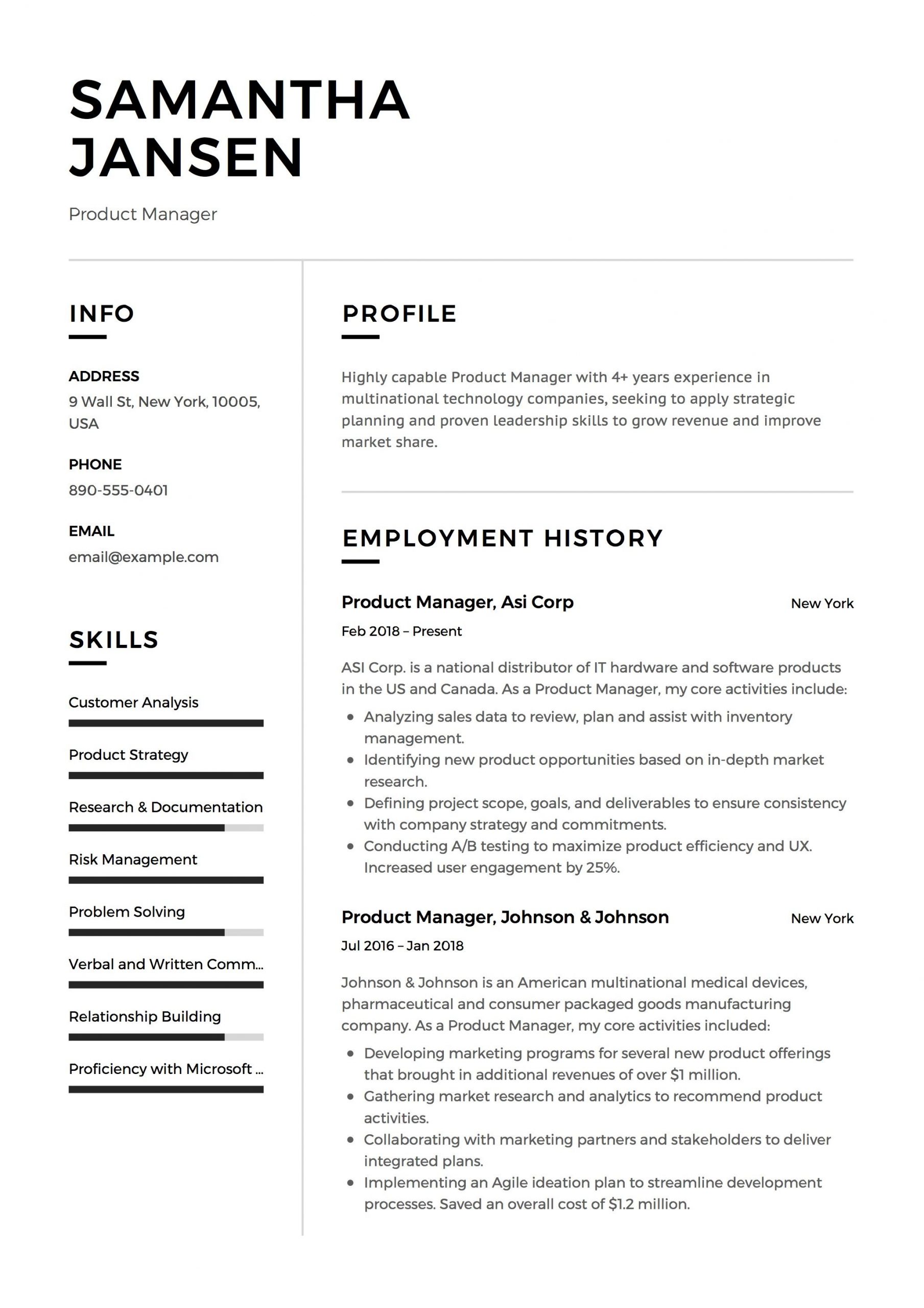 ï¸? Product manager cv example. What are some examples of ...