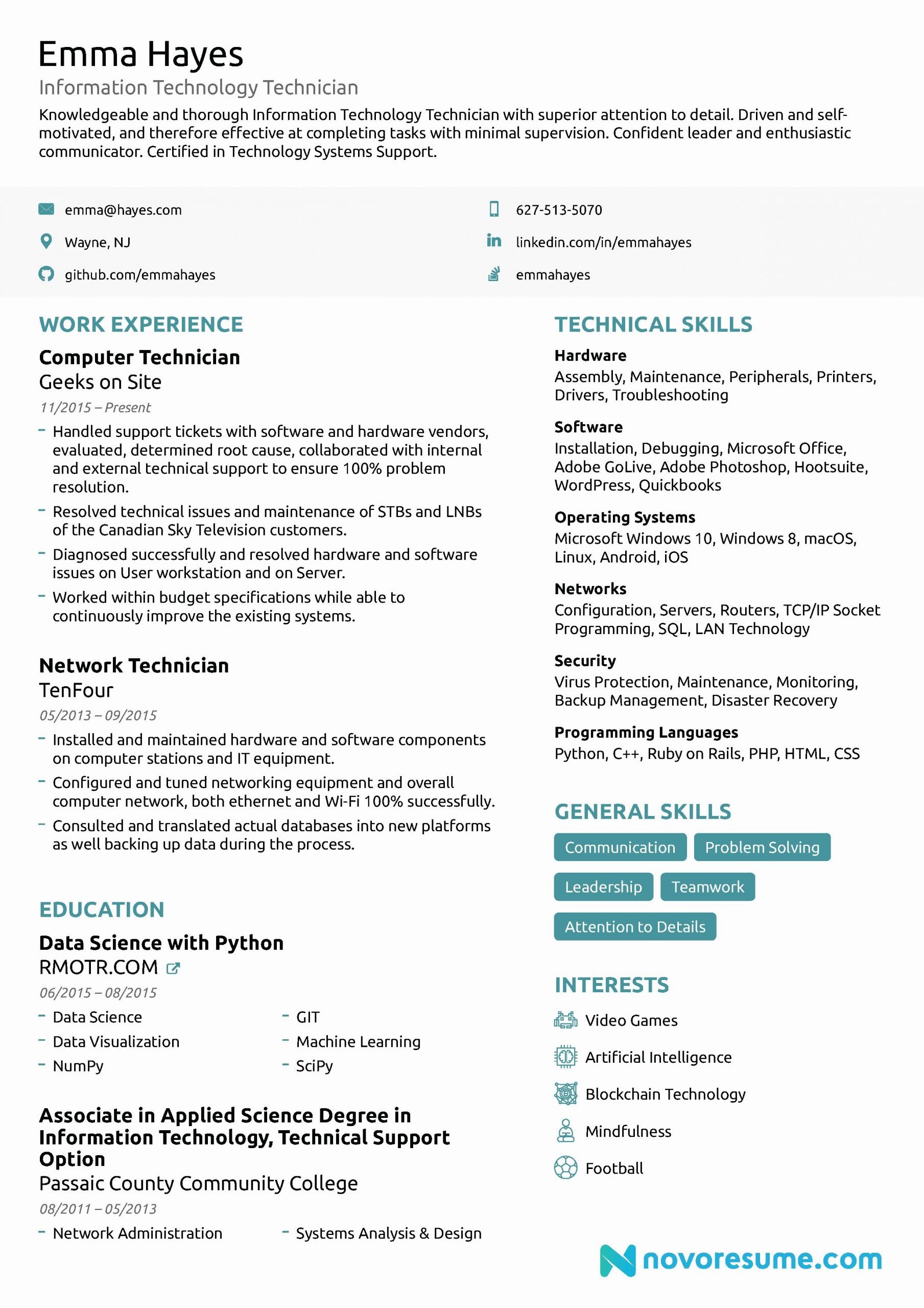 Information Technology Resume Template Fresh It Resume for ...