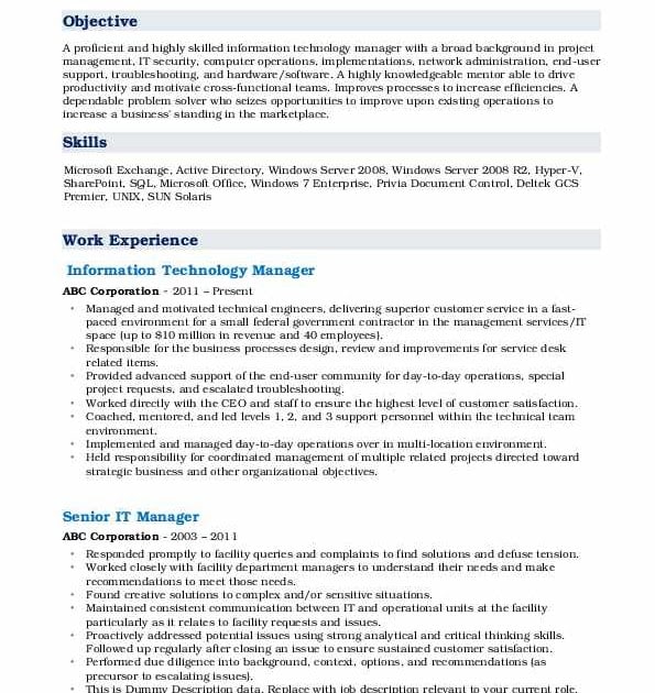 It Resume / 25+ Information Technology (IT) Resume Examples for 2021 ...