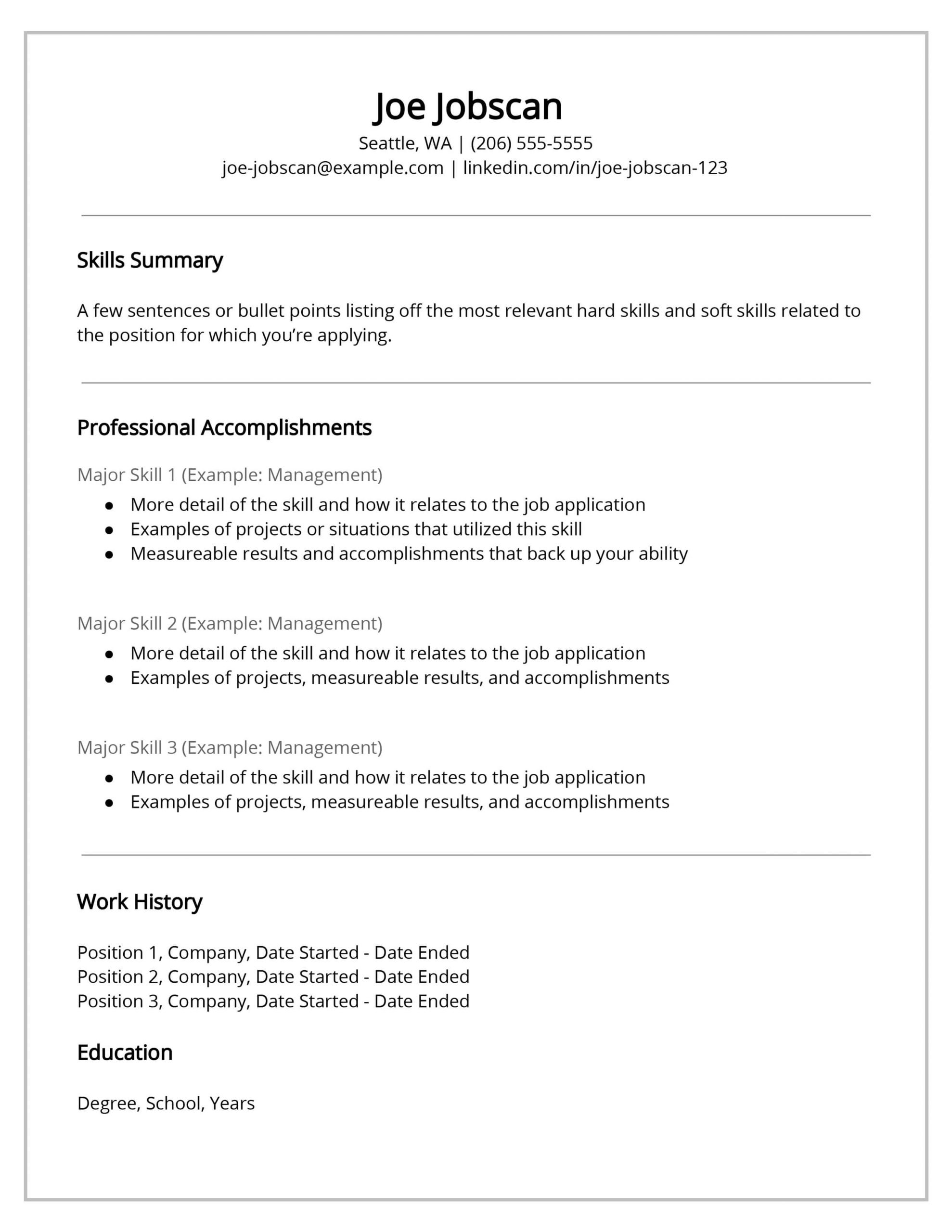 Job Resume Format for 2018