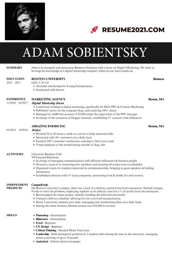 Latest Student Resume Examples 2021 for free  Resume 2021