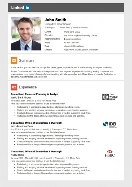 Linkedin Resume Template + Cover Letter + References