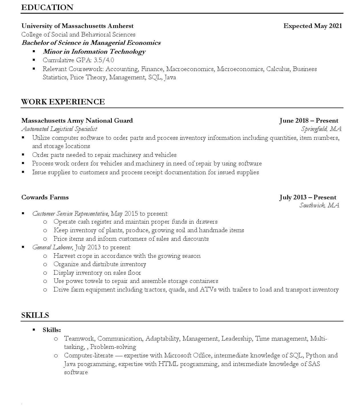 Looking for some feedback on my resume to help me with my internship ...