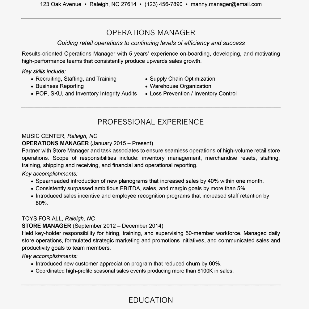 Manager Resume Examples and Writing Tips