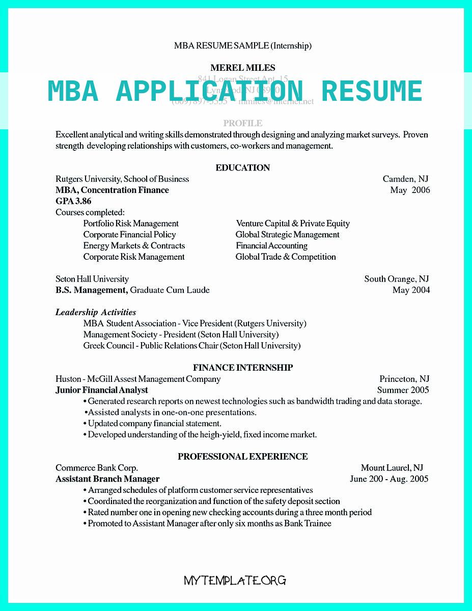 Mba Application Resume Of Mba Application Resume Examples ...