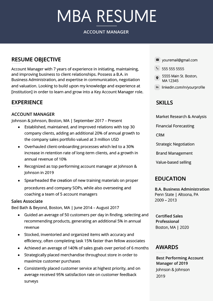 MBA Resume Example and Writing Guide