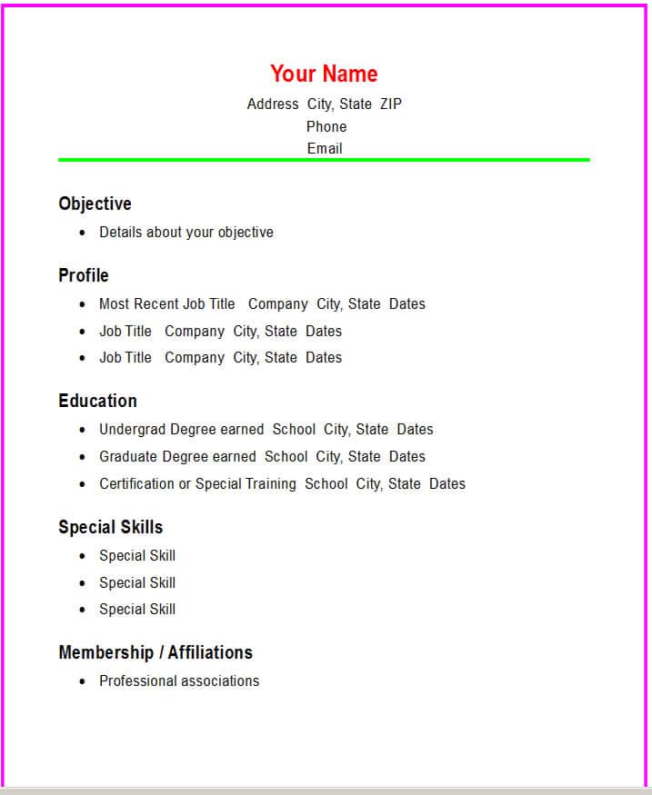 NEW EXAMPLE OF RESUME APPLICATION FOR JOB