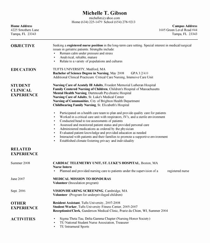 New Grad Rn Resume With No Experience