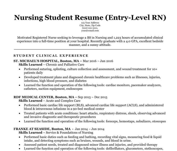 Nursing Resume Samples 2020