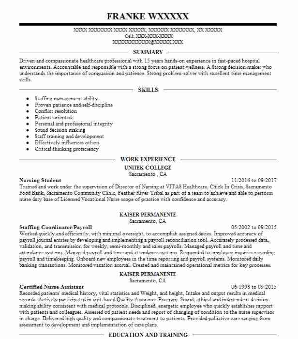 Nursing Student Resume Example Clinical Experience
