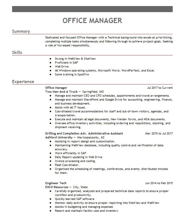 Office Manager Objectives