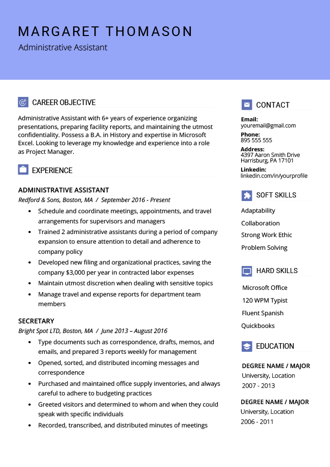 One Page Resume: 1