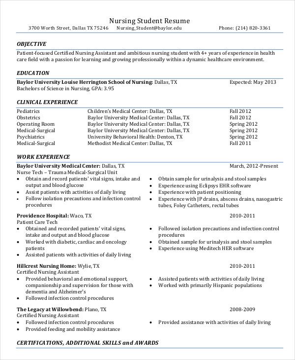 Pin on Nursing resume template
