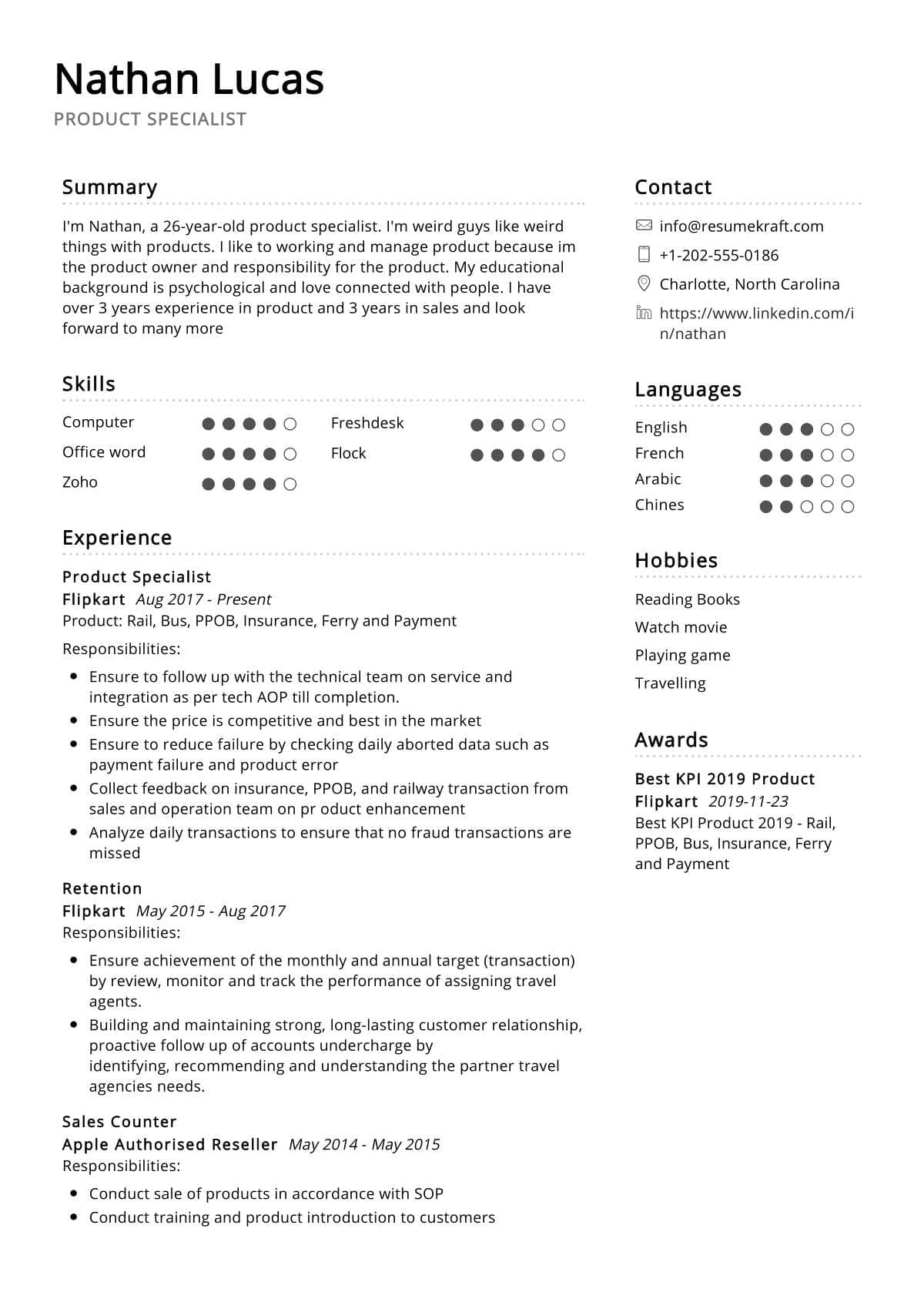 Product Specialist Resume Sample 2021