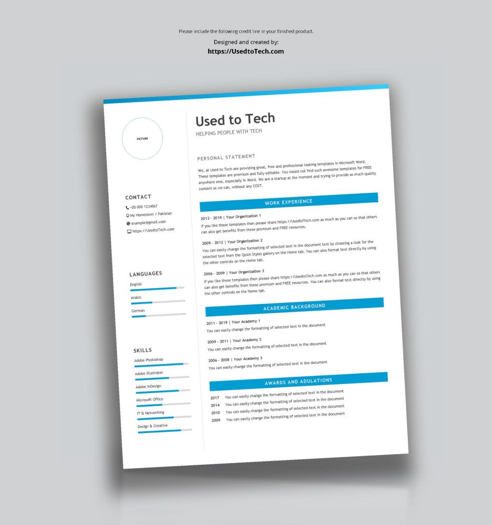 Professional Resume Template In Microsoft Word Free